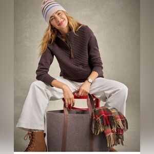 L.L. Bean Taupe Quilted Pullover